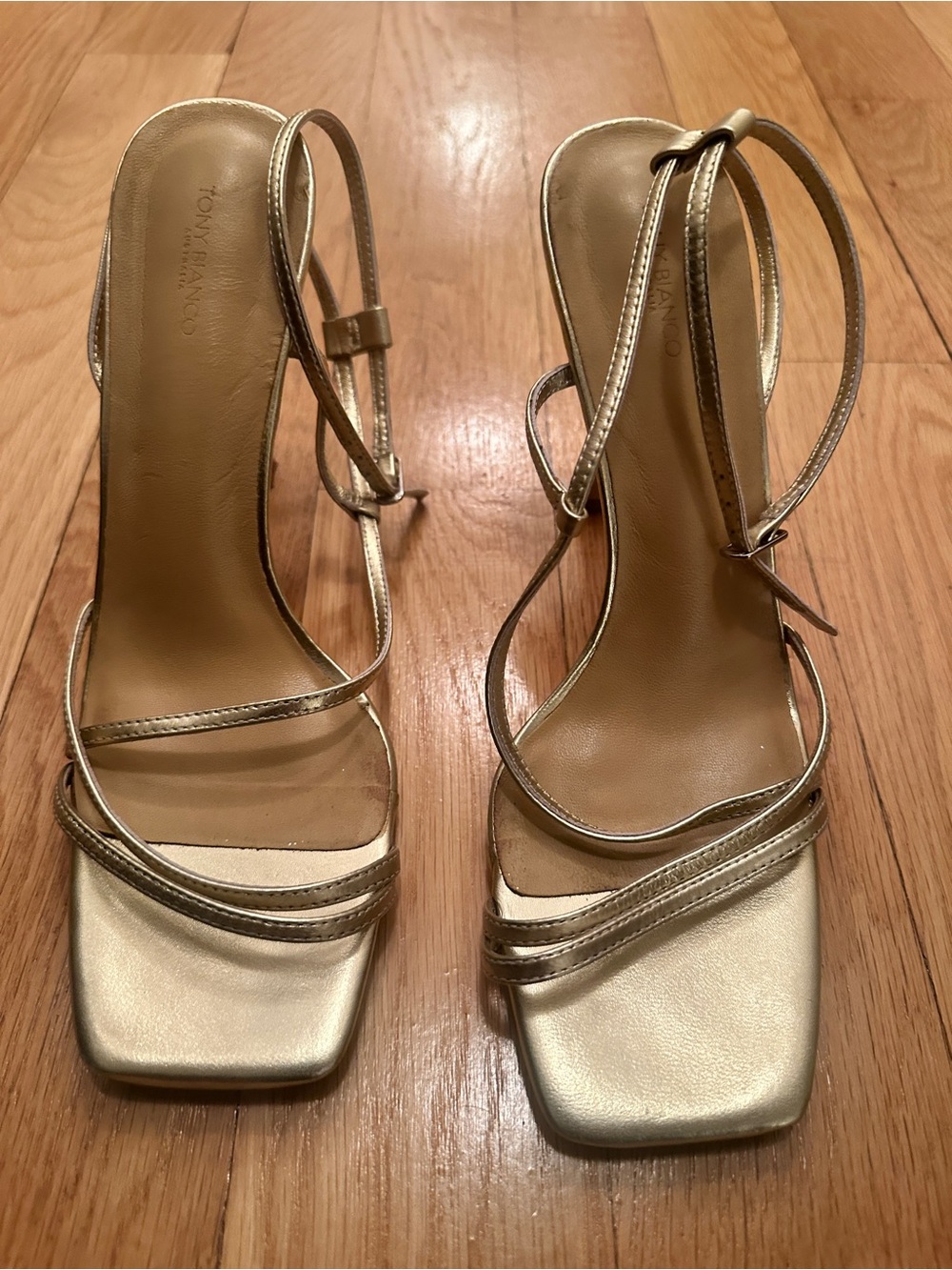 Tony Bianco Gold Strappy Slingback Sandals - size 9.5